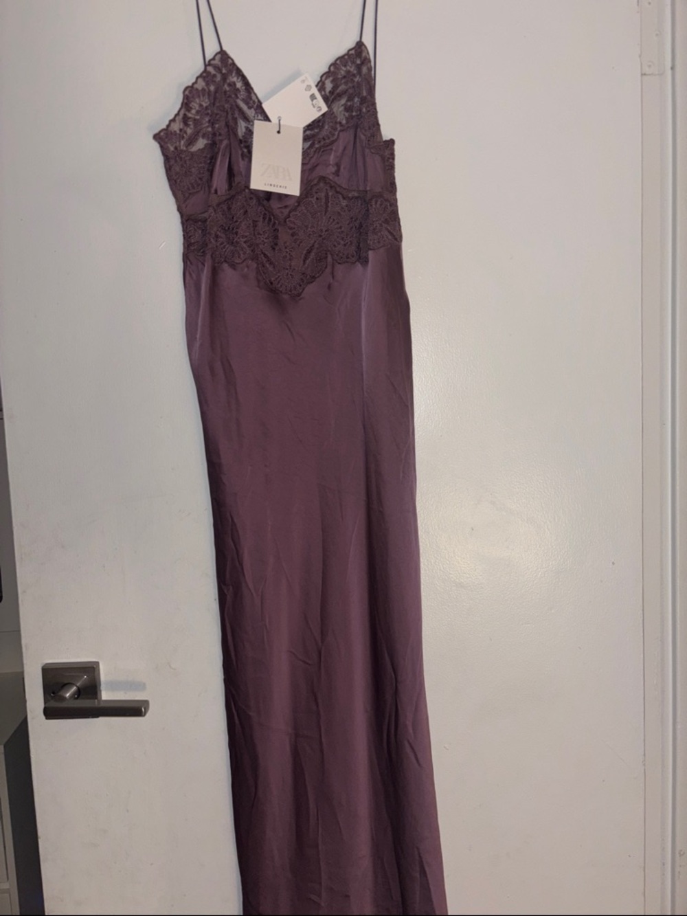 Zara Plum Lace-Trim Slip lingerie